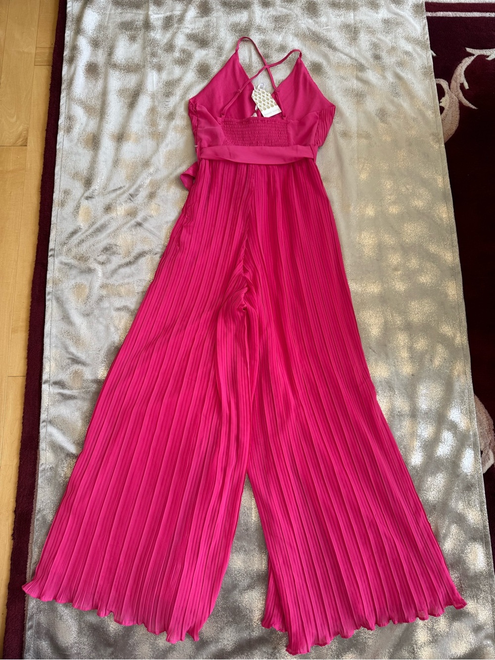 Hot Pink Pleated Jumpsuit